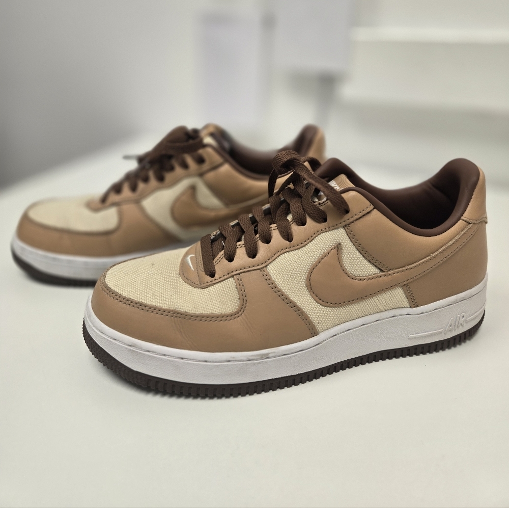 Nike Air Force 1 Low Tan & Cream Leather Sneakers | Classic AF1 |